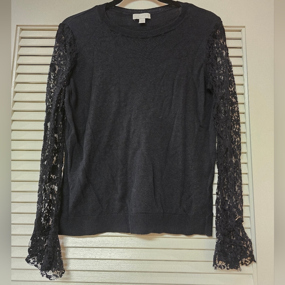 14th & Union - Black Lace Long Sleeve Classic Top